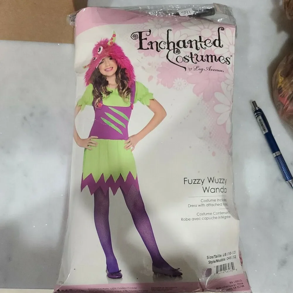 Fuzzy Wuzzy Wanda Monster Child Costume Dress with attached hood (stocking not)